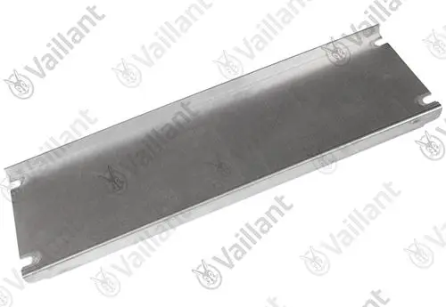 Vaillant Abdeckplatte in rechteckiger Form, metallisch glänzend mit offenen Seiten, zur Verwendung in Heizsystemen.
